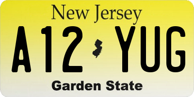 NJ license plate A12YUG