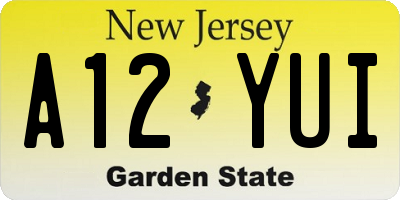NJ license plate A12YUI