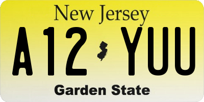 NJ license plate A12YUU
