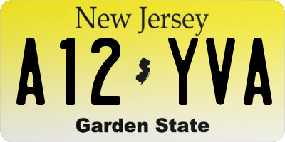 NJ license plate A12YVA
