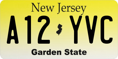 NJ license plate A12YVC