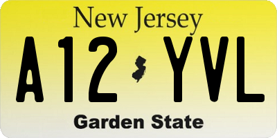 NJ license plate A12YVL