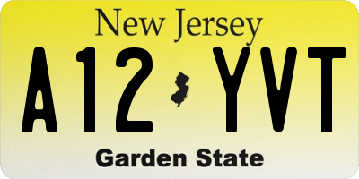 NJ license plate A12YVT