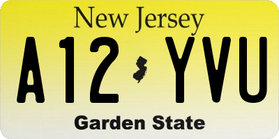 NJ license plate A12YVU