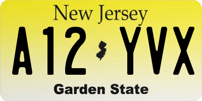 NJ license plate A12YVX