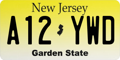 NJ license plate A12YWD