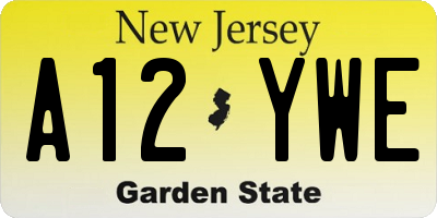 NJ license plate A12YWE