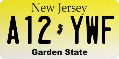 NJ license plate A12YWF