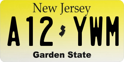 NJ license plate A12YWM