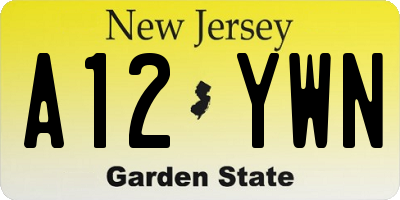 NJ license plate A12YWN