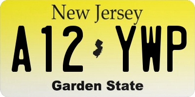 NJ license plate A12YWP