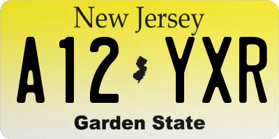 NJ license plate A12YXR