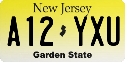 NJ license plate A12YXU