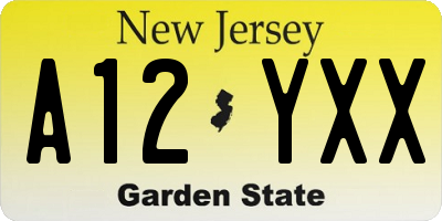 NJ license plate A12YXX
