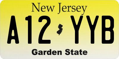 NJ license plate A12YYB