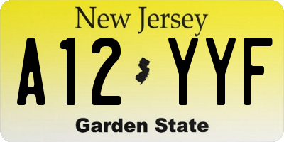 NJ license plate A12YYF
