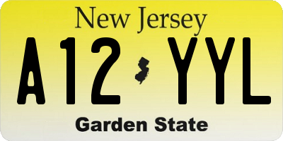 NJ license plate A12YYL