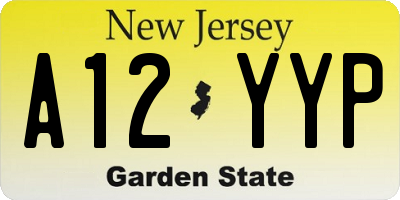 NJ license plate A12YYP