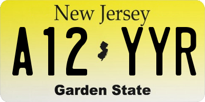 NJ license plate A12YYR