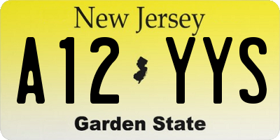 NJ license plate A12YYS