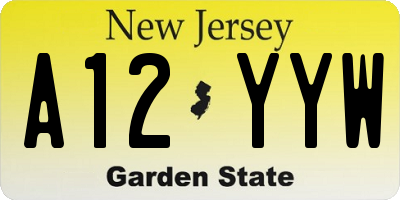 NJ license plate A12YYW