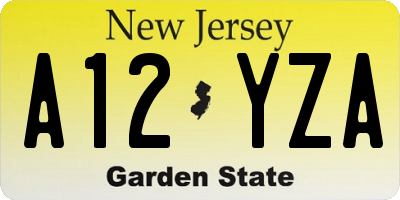 NJ license plate A12YZA