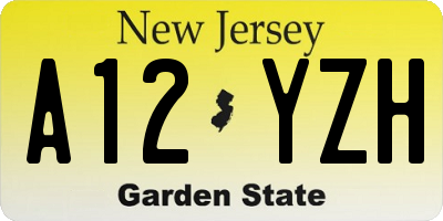 NJ license plate A12YZH