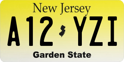 NJ license plate A12YZI