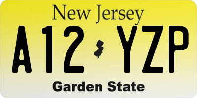NJ license plate A12YZP