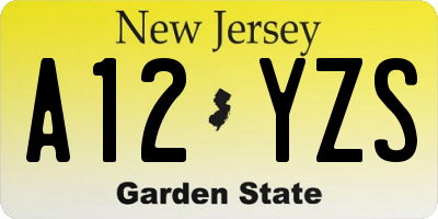 NJ license plate A12YZS