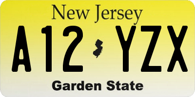 NJ license plate A12YZX