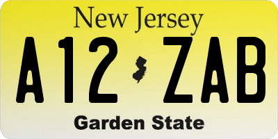 NJ license plate A12ZAB