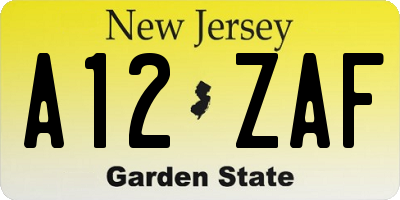 NJ license plate A12ZAF