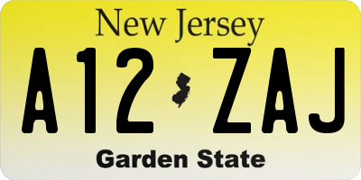 NJ license plate A12ZAJ