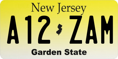 NJ license plate A12ZAM