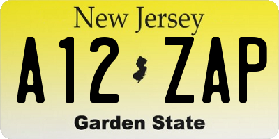 NJ license plate A12ZAP