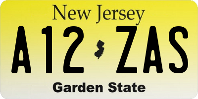 NJ license plate A12ZAS