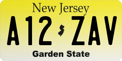 NJ license plate A12ZAV