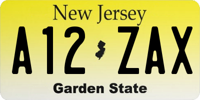 NJ license plate A12ZAX