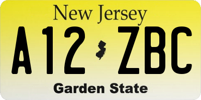 NJ license plate A12ZBC