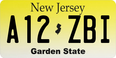 NJ license plate A12ZBI