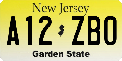 NJ license plate A12ZBO