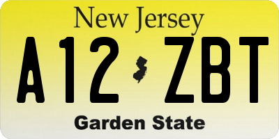 NJ license plate A12ZBT