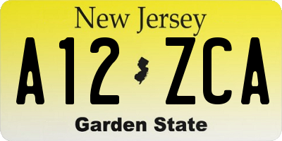 NJ license plate A12ZCA