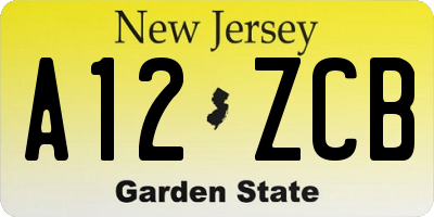 NJ license plate A12ZCB