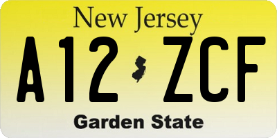 NJ license plate A12ZCF