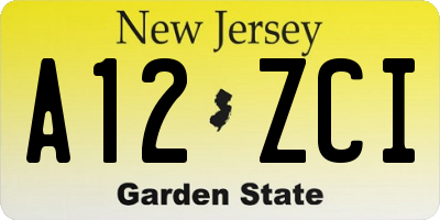 NJ license plate A12ZCI