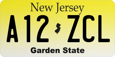 NJ license plate A12ZCL