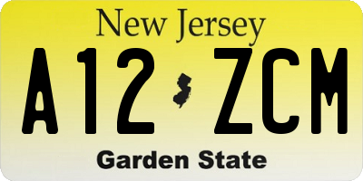 NJ license plate A12ZCM