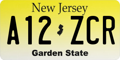 NJ license plate A12ZCR